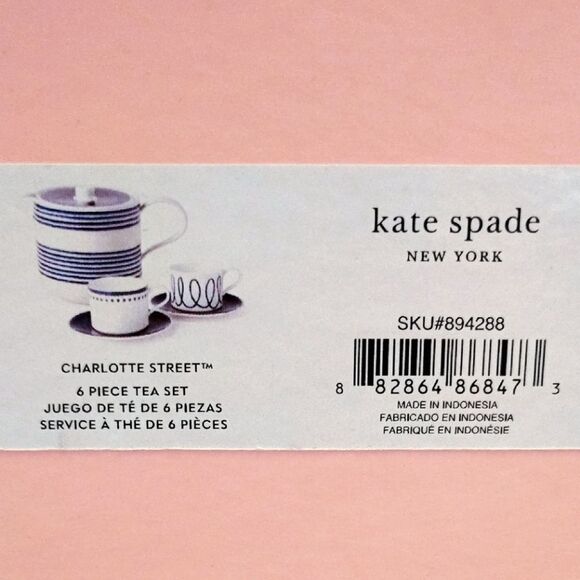 Kate Spade Lenox Charlotte Street White Blue Porcelain Tea Pot & Pink KS Box NWT - Picture 16 of 16